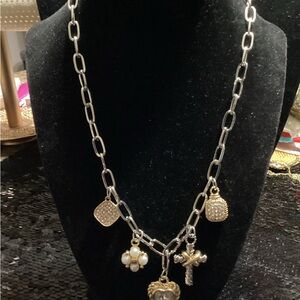 Nautica Silver and Gold Charm Necklace